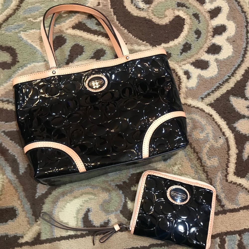 Patent Leather Coach Handbag & Wallet Bundle